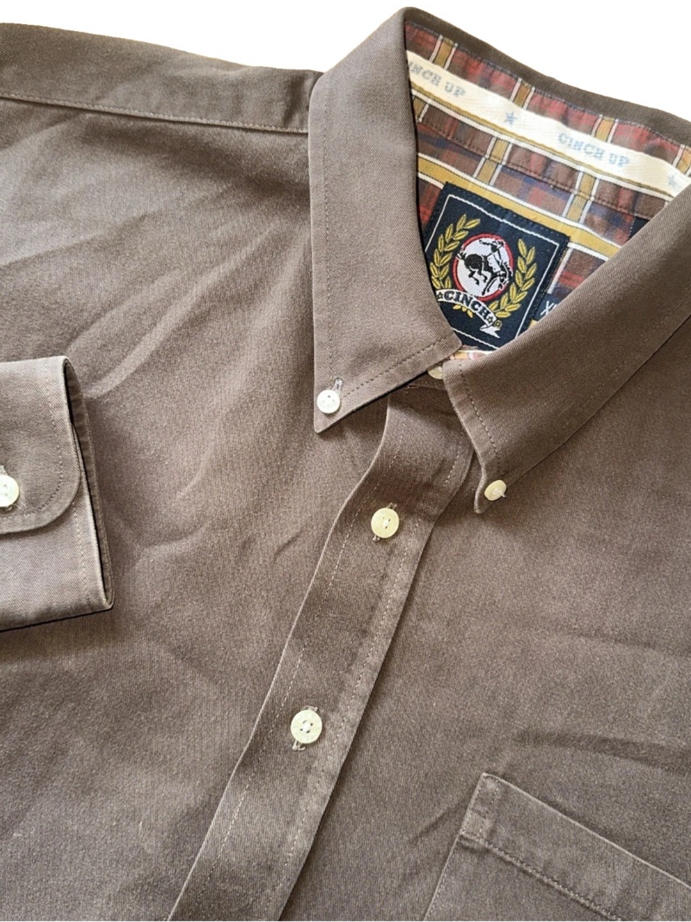 Cinch Mens Button Up Shirt Western XL Brown Cowboy Long Sleeve